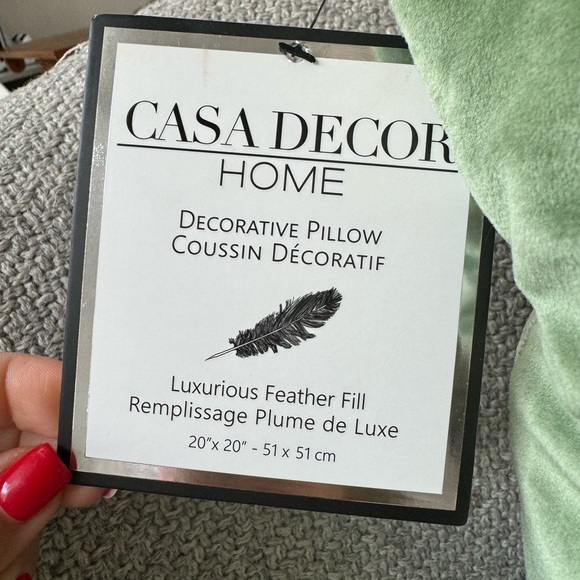 Casa Decor Home 20x20 Green Beige Pattern Textured Velvet Luxury Square Pillow - Picture 7 of 11